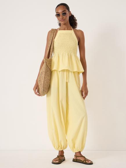 HUSH Seersucker Beach Top, Pale Yellow - view 2, Pale Yellow