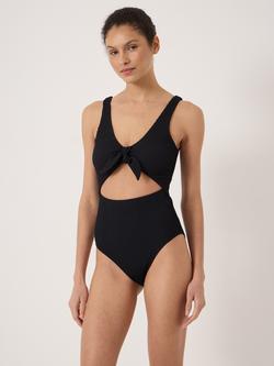 HUSH Maren Crinkle Tie Front Swimsuit, Black - view 2, Black