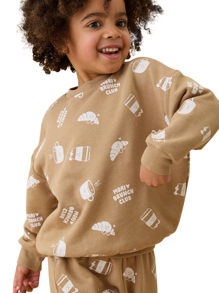 MORI Kids' Brunch Club Oversized Sweatshirt, Brown - view 2, Brown