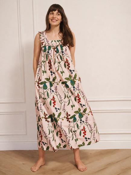 Their Nibs Harvest Pear Cotton Poplin Nightdress, Pink, Pink