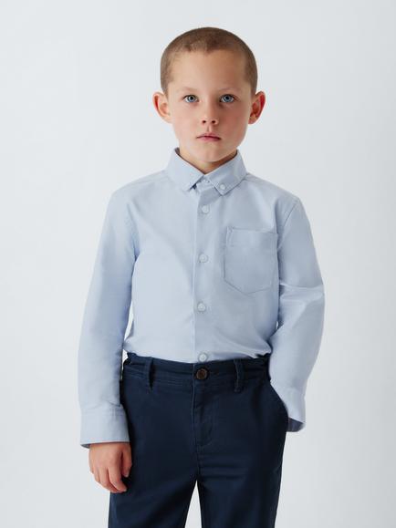 John Lewis Heirloom Collection Kids' Long Sleeve Oxford Shirt, Blue, Blue