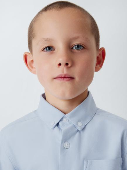 John Lewis Heirloom Collection Kids' Long Sleeve Oxford Shirt, Blue - view 2, Blue