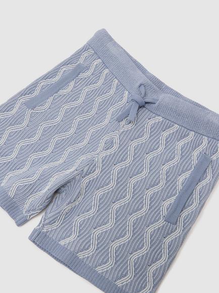 Reiss Kids' Bodhi Geo Tie Waist Shorts, Blue - view 2, Blue