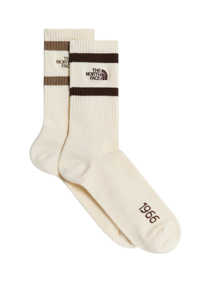 The North Face Heritage Crew Socks, Pack of 2, Cream, Undyed-chest-slb