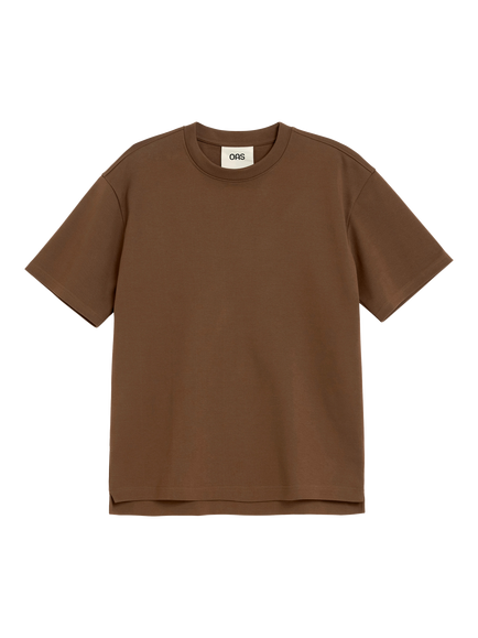 OAS Husker Crew Neck Cotton T-Shirt, Brown - view 2, Brown