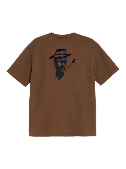 OAS Husker Crew Neck Cotton T-Shirt, Brown, Brown