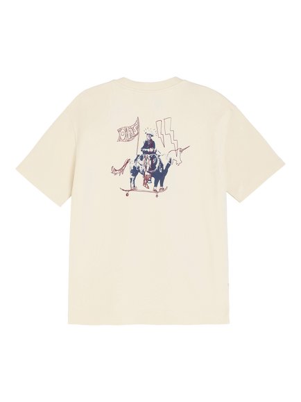 OAS Bronc Crew Neck Cotton T-Shirt, Ecru, Ecru