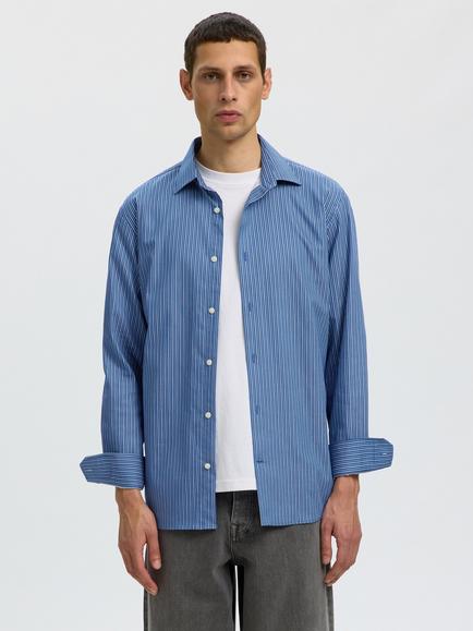 Selected Stripe Cotton Blend Shirt, Limoges, Limoges