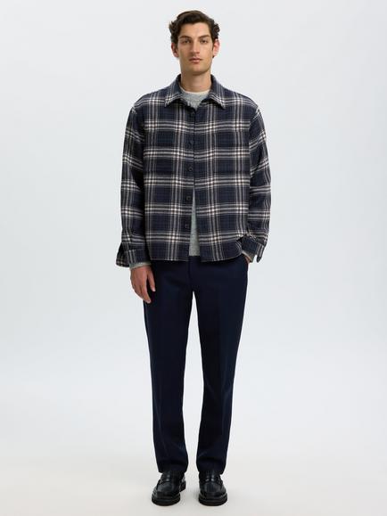 Selected Pablo Checked Overshirt Shirt, Sky Captain - view 2, Sky Captain