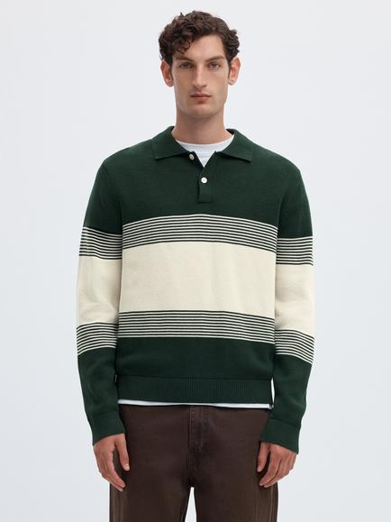 Selected Striped Polo Jumper, Pine Grove, Pine Grove