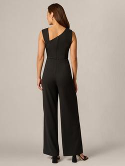 Adrianna Papell Asymmetric Knit Crepe Jumpsuit, Black - view 2, Black