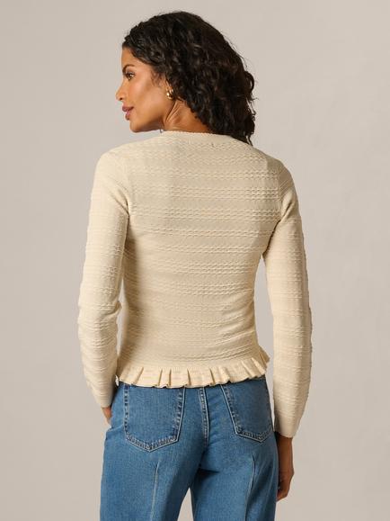 Adrianna Papell Ruffle Hem Cardigan, Cream - view 2, Cream
