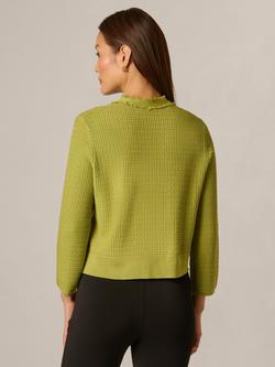 Adrianna Papell V-Neck Fringed Cardigan, Apple Green - view 2, Apple Green