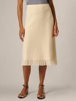 Adrianna Papell Fringe Hem Midi Skirt, Cream, Cream