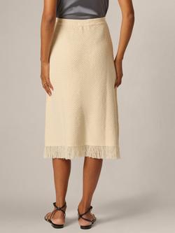 Adrianna Papell Fringe Hem Midi Skirt, Cream - view 2, Cream