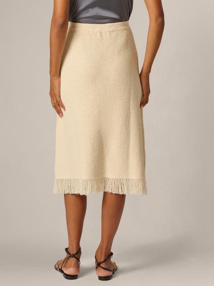 Adrianna Papell Fringe Hem Midi Skirt, Cream - view 2, Cream