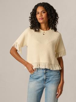 Adrianna Papell Fringe Trim Raglan Sleeve Jumper, Cream, Cream