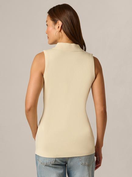 Adrianna Papell Button Through Knitted Vest Top, Cream - view 2, Cream