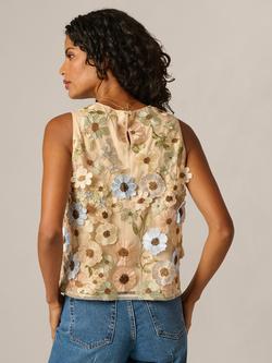 Adrianna Papell Floral Textured Sleeveless Top, Neutral Floral - view 2, Neutral Floral