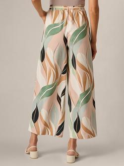 Adrianna Papell Air Flow Floral Wide Leg Trousers, Seafoam Flowing Leaf - view 2, Seafoam Flowing Leaf
