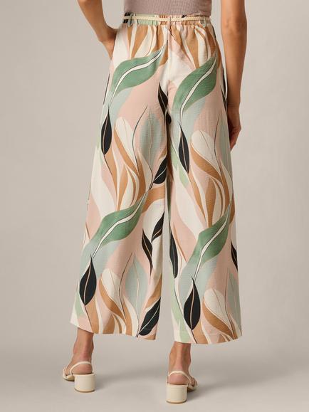 Adrianna Papell Air Flow Floral Wide Leg Trousers, Seafoam Flowing Leaf - view 2, Seafoam Flowing Leaf