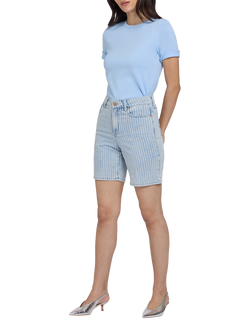 NYDJ Erin Stripe Relaxed Denim Shorts, Azure Stripe, Azure Stripe