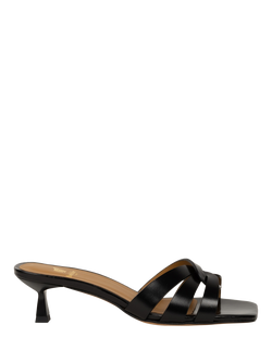 Bobbies Isalie Leather Kitten Heel Mule Sandals, Absolute Black, Absolute Black