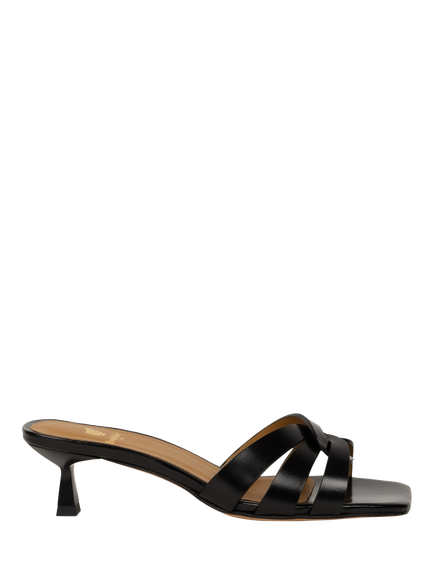 Bobbies Isalie Leather Kitten Heel Mule Sandals, Absolute Black, Absolute Black