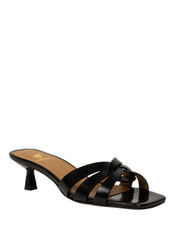 Bobbies Isalie Leather Kitten Heel Mule Sandals, Absolute Black - view 2, Absolute Black