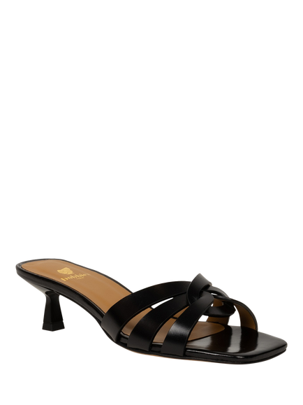 Bobbies Isalie Leather Kitten Heel Mule Sandals, Absolute Black - view 2, Absolute Black