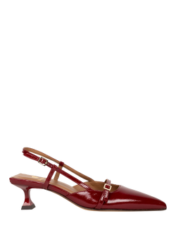 Bobbies Reem Crumpled Patent Leather Slingback Court Shoes, Cherry Gloss, Cherry Gloss