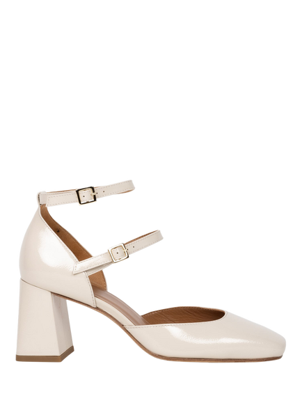 Bobbies Mischa Crumpled Patent Leather Block Heel Court Shoes, Chantilly, Chantilly