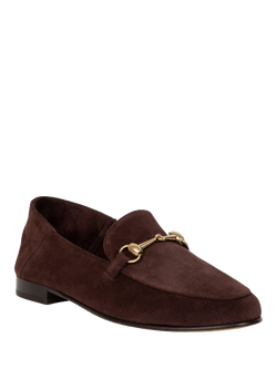 Bobbies Jill Suede Horsebit Loafers, Truffle Brown - view 2, Truffle Brown