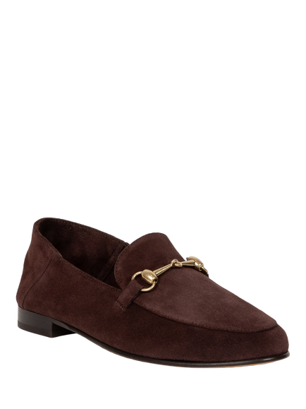 Bobbies Jill Suede Horsebit Loafers, Truffle Brown - view 2, Truffle Brown