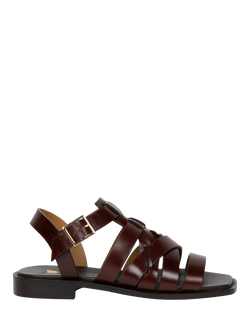Bobbies Marlis Leather Flat Strappy Sandals, Brownie, Brownie