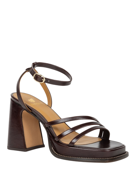 Bobbies Bella Leather Block Heel Strappy Sandals, Irish Coffee - view 2, Irish Coffee