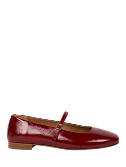 Bobbies Mikie Crumpled Patent Leather Ballerina Pumps, Cherry Gloss