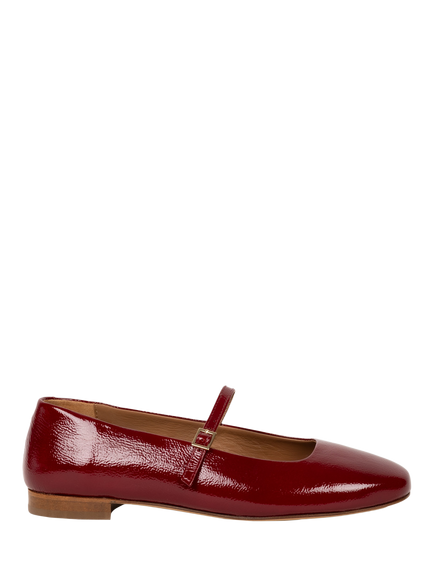 Bobbies Mikie Crumpled Patent Leather Ballerina Pumps, Cherry Gloss