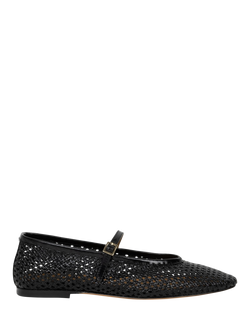 Bobbies Maya Leather Mesh Ballerina Pumps, Absolute Black, Absolute Black