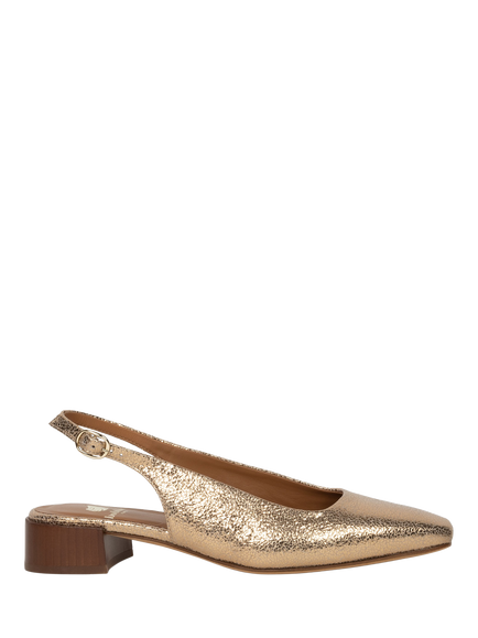 Bobbies Tao Lamé Leather Slingback Mary Janes, Sepia Gold, Sepia Gold