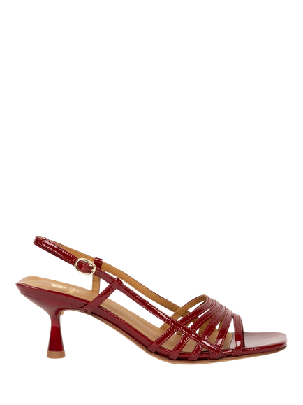 Bobbies Ève Crumpled Patent Leather Slingback Strappy Sandals, Cherry Gloss, Cherry Gloss