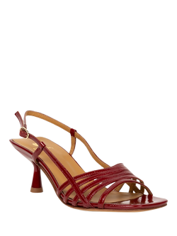 Bobbies Ève Crumpled Patent Leather Slingback Strappy Sandals, Cherry Gloss - view 2, Cherry Gloss