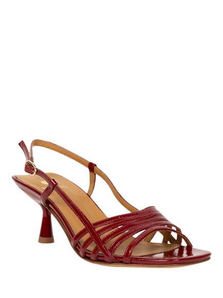 Bobbies Ève Crumpled Patent Leather Slingback Strappy Sandals, Cherry Gloss - view 2, Cherry Gloss