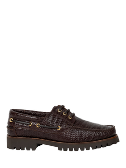 Bobbies Betlem Leather Lace Up Boat Shoes, Irish Coffee, Irish Coffee