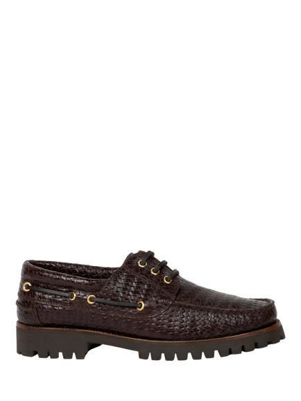 Bobbies Betlem Leather Lace Up Boat Shoes, Irish Coffee, Irish Coffee