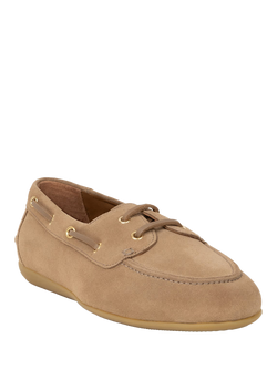 Bobbies Betsy Suede Lace Up Boat Shoes, Antelope - view 2, Antelope