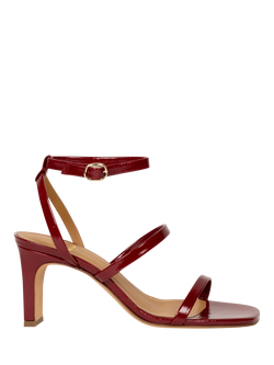 Bobbies Casey Crumpled Patent Leather Stiletto Heel Stappy Sandals, Cherry Gloss