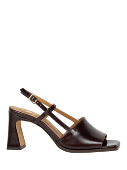 Bobbies Mae Leather Flared Heel Slingback Sandals, Irish Coffee, Irish Coffee