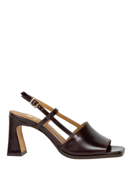 Bobbies Mae Leather Flared Heel Slingback Sandals, Irish Coffee, Irish Coffee