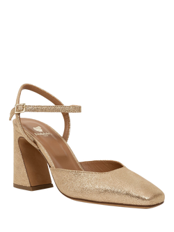 Bobbies Marfa Lamé Leather Flared Heel Court Shoes, Iridescent Champagne - view 2, Iridescent Champagne